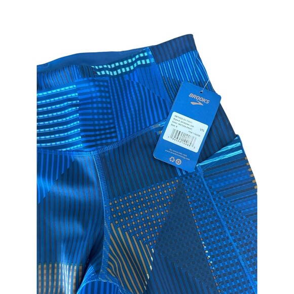Brooks 221522 Method Women’s Small Leggings 3/4 Crop Tight NWT Blue Motion Print - Picture 9 of 14
